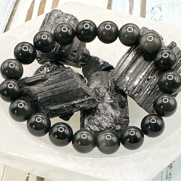 Alquimia Jewelry - Rainbow obsidian beaded bracelet/ manifesting intuition and protection